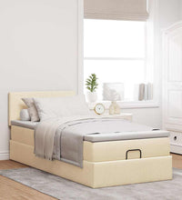 Ottoman-Bett mit Matratze & LEDs Creme 90x190 cm Stoff