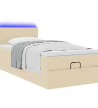 Ottoman-Bett mit Matratze & LEDs Creme 90x190 cm Stoff