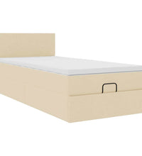 Ottoman-Bett mit Matratze & LEDs Creme 90x190 cm Stoff