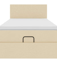 Ottoman-Bett mit Matratze & LEDs Creme 90x190 cm Stoff