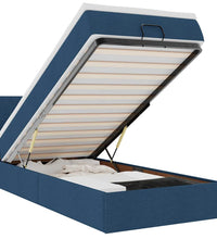 Ottoman-Bett mit Matratze & LEDs Blau 90x190 cm Stoff