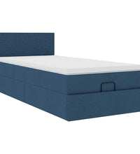 Ottoman-Bett mit Matratze & LEDs Blau 90x190 cm Stoff
