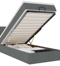 Ottomane Bett mit Matratze & LEDs Dunkelgrau 90x200 cm Stoff