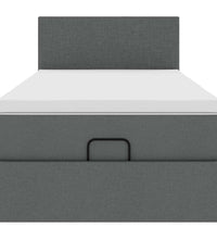 Ottomane Bett mit Matratze & LEDs Dunkelgrau 90x200 cm Stoff
