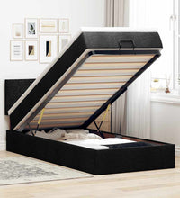 Ottoman-Bett mit Matratze & LEDs Schwarz 90x200 cm Stoff