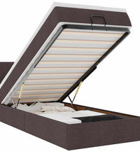 Ottomane Bett mit Matratze & LEDs Dunkelbraun 90x200 cm Stoff