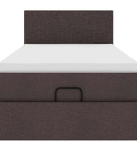 Ottomane Bett mit Matratze & LEDs Dunkelbraun 90x200 cm Stoff