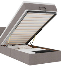 Ottomane Bett mit Matratze & LEDs Taupe 90x200 cm Stoff