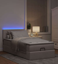 Ottomane Bett mit Matratze & LEDs Taupe 90x200 cm Stoff