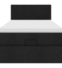 Ottoman-Bett mit Matratze & LEDs Schwarz 100x200 cm Stoff