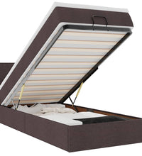 Ottoman-Bett mit Matratze & LEDs Dunkelbraun 100x200 cm Stoff