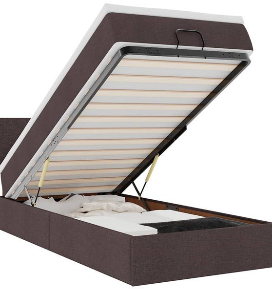 Ottoman-Bett mit Matratze & LEDs Dunkelbraun 100x200 cm Stoff