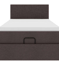 Ottoman-Bett mit Matratze & LEDs Dunkelbraun 100x200 cm Stoff