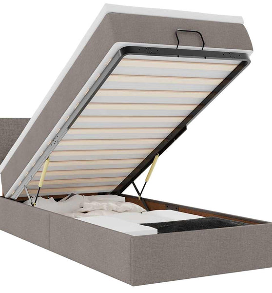 Ottoman-Bett mit Matratze & LEDs Taupe 100x200 cm Stoff