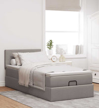 Ottoman-Bett mit Matratze & LEDs Taupe 100x200 cm Stoff