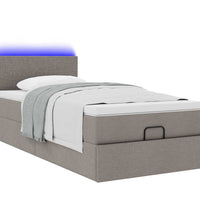 Ottoman-Bett mit Matratze & LEDs Taupe 100x200 cm Stoff
