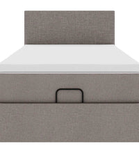 Ottoman-Bett mit Matratze & LEDs Taupe 100x200 cm Stoff