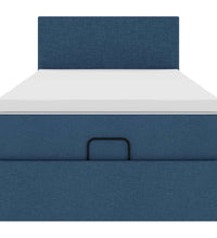 Ottomane Bett mit Matratze & LEDs Blau 100x200 cm Stoff