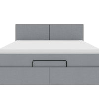 Ottoman-Bett mit Matratze & LEDs Hellgrau 140x200 cm Stoff