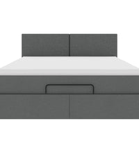 Ottomane Bett mit Matratze & LEDs Dunkelgrau 140x200 cm Stoff