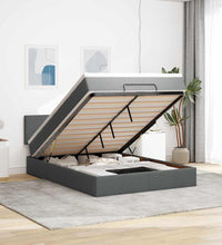 Ottomane Bett mit Matratze & LEDs Dunkelgrau 140x200 cm Stoff