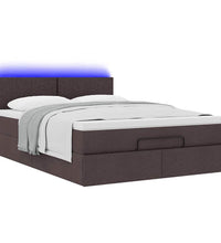 Ottoman-Bett mit Matratze & LEDs Dunkelbraun 140x200 cm Stoff