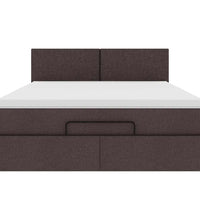 Ottoman-Bett mit Matratze & LEDs Dunkelbraun 140x200 cm Stoff