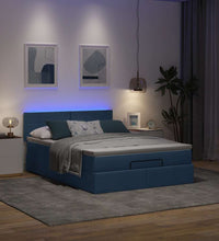 Ottoman-Bett mit Matratze & LEDs Blau 140x200 cm Stoff