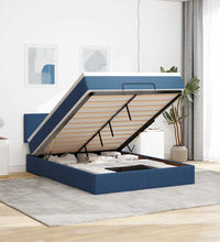 Ottoman-Bett mit Matratze & LEDs Blau 140x200 cm Stoff