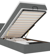 Ottomane Bett mit Matratze & LEDs Dunkelgrau 80x200 cm Stoff