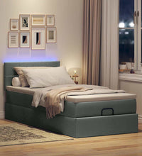 Ottomane Bett mit Matratze & LEDs Dunkelgrau 80x200 cm Stoff