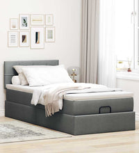 Ottomane Bett mit Matratze & LEDs Dunkelgrau 80x200 cm Stoff