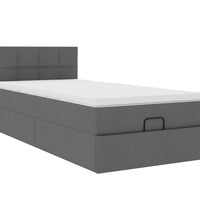 Ottomane Bett mit Matratze & LEDs Dunkelgrau 80x200 cm Stoff