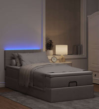 Ottoman-Bett mit Matratze & LEDs Taupe 80x200 cm Stoff