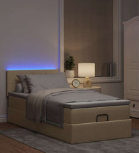 Ottoman-Bett mit Matratze & LEDs Creme 80x200 cm Stoff