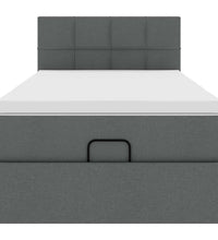 Ottoman-Bett mit Matratze & LEDs Dunkelgrau 90x190 cm Stoff