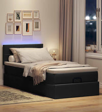 Ottoman-Bett mit Matratze & LEDs Schwarz 90x190 cm Stoff