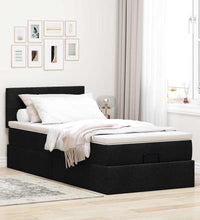 Ottoman-Bett mit Matratze & LEDs Schwarz 90x190 cm Stoff