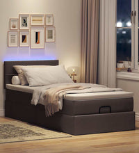 Ottoman-Bett mit Matratze & LEDs Dunkelbraun 90x190 cm Stoff