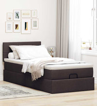 Ottoman-Bett mit Matratze & LEDs Dunkelbraun 90x190 cm Stoff