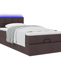 Ottoman-Bett mit Matratze & LEDs Dunkelbraun 90x190 cm Stoff