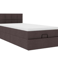 Ottoman-Bett mit Matratze & LEDs Dunkelbraun 90x190 cm Stoff
