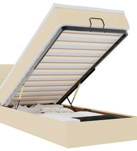 Ottoman-Bett mit Matratze & LEDs Creme 90x190 cm Stoff