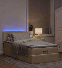 Ottoman-Bett mit Matratze & LEDs Creme 90x190 cm Stoff
