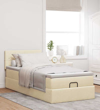 Ottoman-Bett mit Matratze & LEDs Creme 90x190 cm Stoff