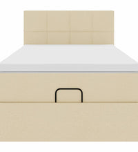Ottoman-Bett mit Matratze & LEDs Creme 90x190 cm Stoff