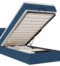 Ottoman-Bett mit Matratze & LEDs Blau 90x190 cm Stoff