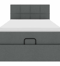 Ottomane Bett mit Matratze & LEDs Dunkelgrau 90x200 cm Stoff
