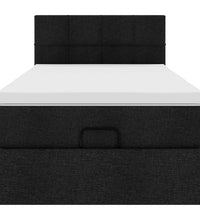 Ottoman-Bett mit Matratze & LEDs Schwarz 90x200 cm Stoff