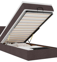 Ottomane Bett mit Matratze & LEDs Dunkelbraun 90x200 cm Stoff